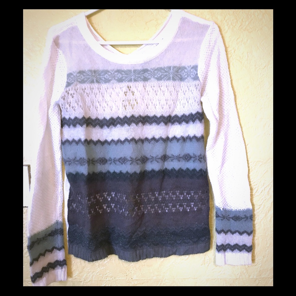Nordstrom knit fair isle sweater w back detail sm